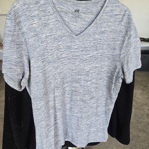 H&M Heather Gray V-Neck Tee